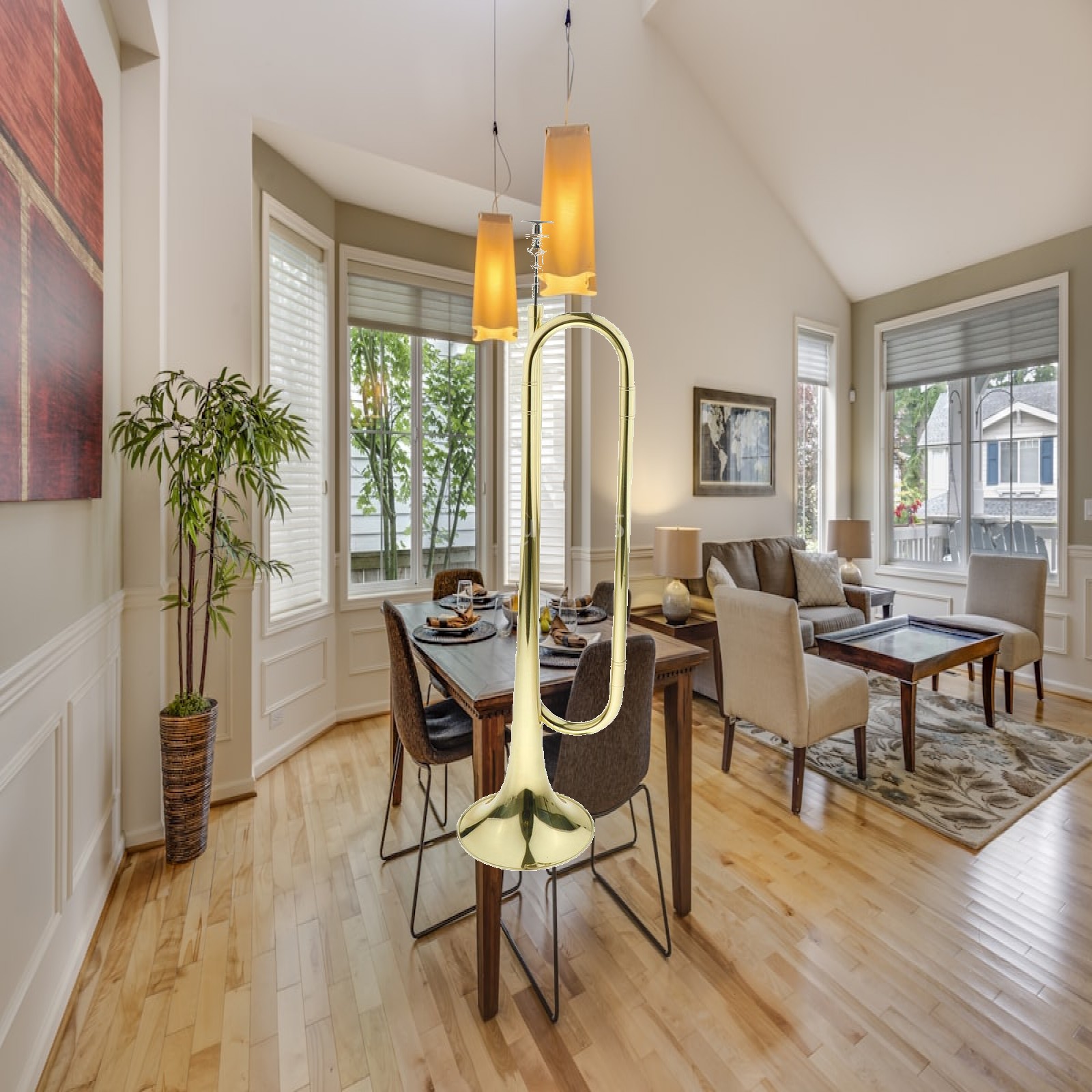 Musical Instrument Long - Çocuklar için Trompet Pirinç Altın Boru