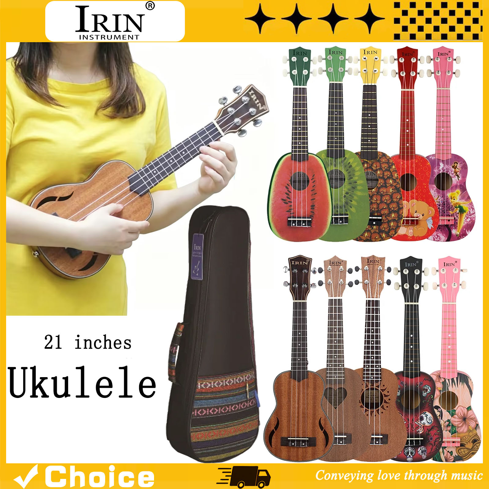 Musical Instrument Hawaiian - 21 inç Ukulele Hawaii Gitar Soprano
