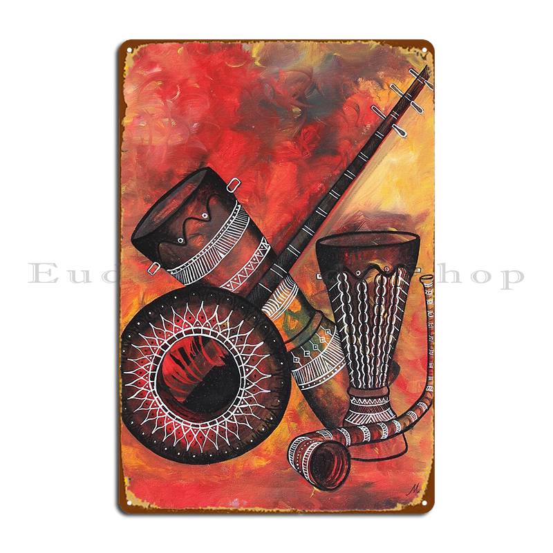 Musical Instrument Sign - Müzik Enstrümanı Metal Tabela Garaj Kulübü