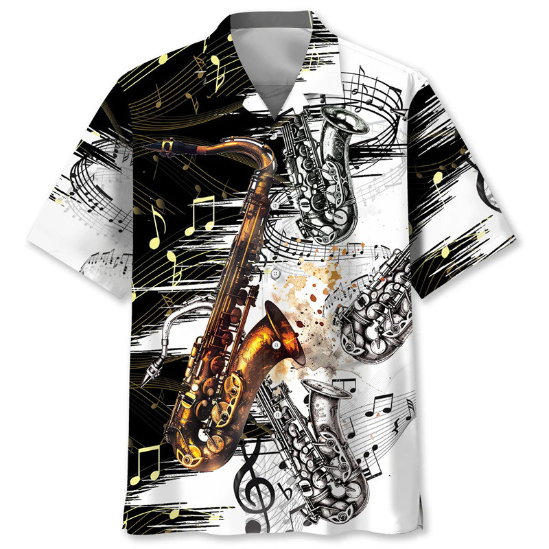 Musical Instrument Hawaiian - Saksafon Tropikal Hawaii Gömlek Yaz 3D